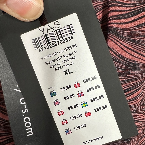 YAS Rush sheer long sleeve pleated drop waist tiered dress, sz XL, NWT $129 - Picture 5 of 8